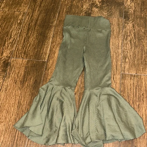 Kids Olive Green Flared Bottoms - Picture 3 of 3